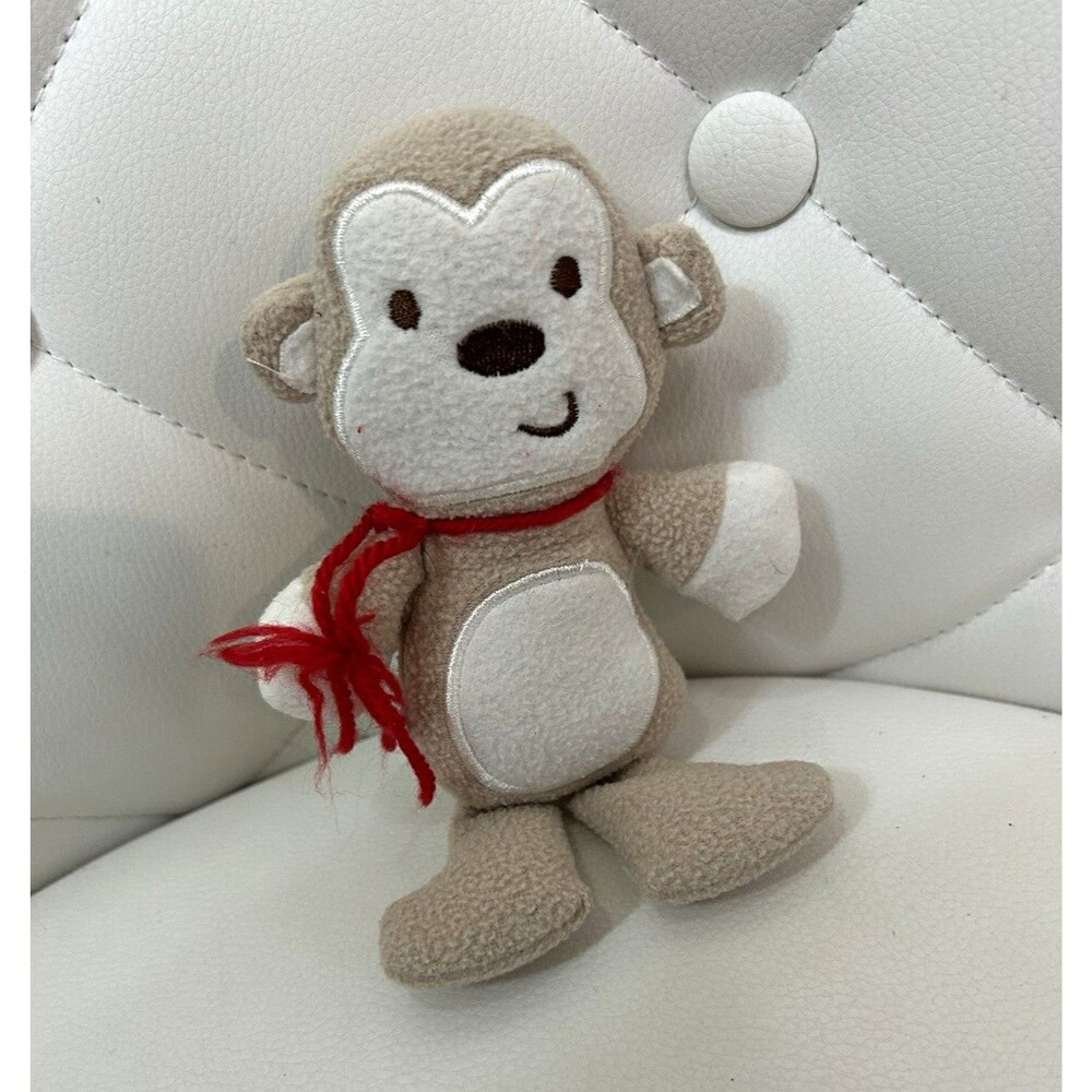 Sandy & Simon Monkey Plush Stuffed Animal, Washable, Small, Beige White
